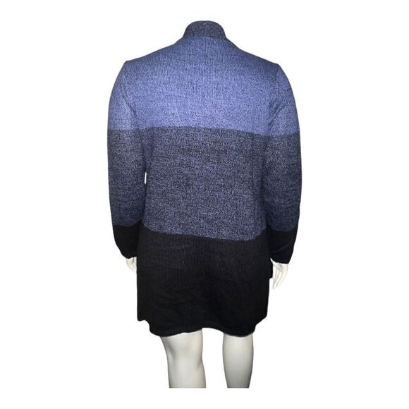 Karen Scott Plus Size Colorblocked Open-Front Cardigan Blue 1X NWT - Picture 3 of 9